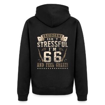 Präparatoren 66. Geburtstag Präparatoren - Unisex Premium Bio Zip Hoodie - Schwarz - Hinten - Nico (187cm)
