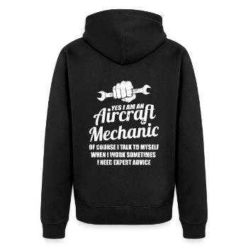 Flugzeug Mechaniker Schlüssel - Unisex Premium Bio Zip Hoodie - Schwarz - Hinten - Nico (187cm)