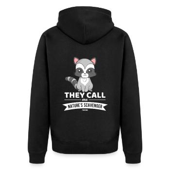 Raccoon Child - Unisex Premium Organic Zip Hoodie - black - Back - Nico (187cm)