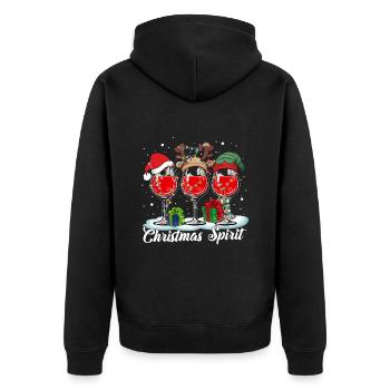 Funny Christmas Spirits Glasses Of Wine Pajama - Unisex Premium Bio Zip Hoodie - Schwarz - Hinten - Nico (187cm)