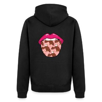 Adler Zunge - Unisex Premium Bio Zip Hoodie - Schwarz - Hinten - Nico (187cm)