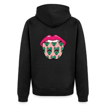 Gecko Lizard Lips - Unisex Premium Organic Zip Hoodie - black - Back - Nico (187cm)