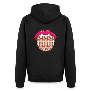 Hamster Goldhamster Zunge - Unisex Premium Bio Zip Hoodie - Schwarz - Hinten - Nico (187cm)
