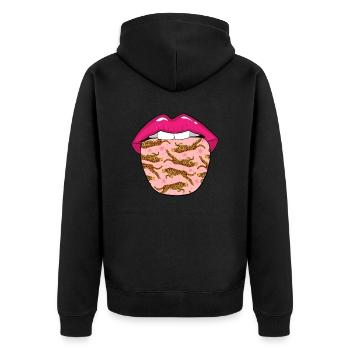 Jaguar Lips - Unisex Premium Organic Zip Hoodie - black - Back - Nico (187cm)