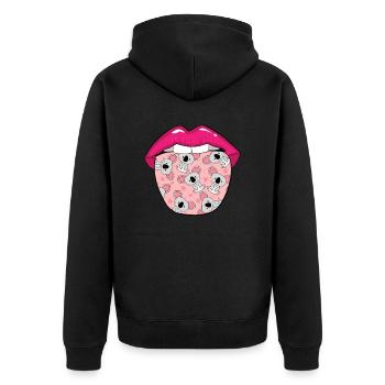 Koalabär Zunge - Unisex Premium Bio Zip Hoodie - Schwarz - Hinten - Nico (187cm)