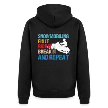 Snowmobiling - Fix It, Ride It, Break It, and Repe - Unisex Premium Organic Zip Hoodie - black - Back - Nico (187cm)
