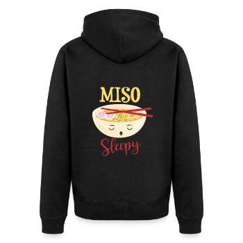 Motif de soupe de sushi drôle et endormi de Miso - Veste à capuche bio Premium Unisexe - noir - Dos - Nico (187cm)