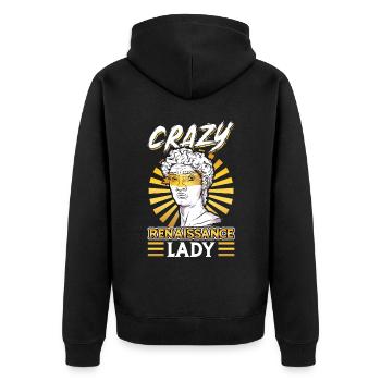 Crazy Renaissance Lady - Ren Faire - Unisex Premium Bio Zip Hoodie - Schwarz - Hinten - Nico (187cm)