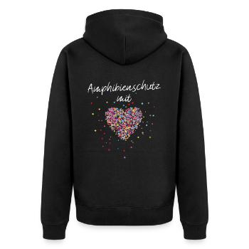 Amphibienschutz mit Herz Reptilienschutz Ehrenamt - Unisex Premium Bio Zip Hoodie - Schwarz - Hinten - Nico (187cm)