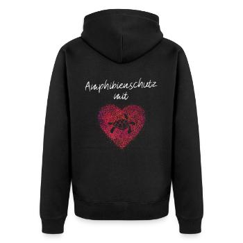 Amphibienschutz mit Herz Reptilienschutz Ehrenamt - Unisex Premium Bio Zip Hoodie - Schwarz - Hinten - Nico (187cm)