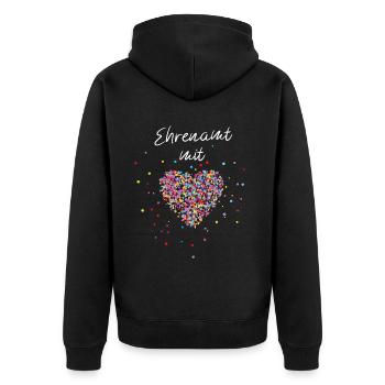 Ehrenamt mit Herz Engagement Ehrenamtlich - Unisex Premium Bio Zip Hoodie - Schwarz - Hinten - Nico (187cm)