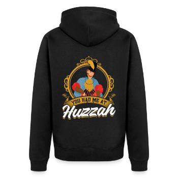 Tu m’as eu à Huzzah - Ren Faire - Veste à capuche bio Premium Unisexe - noir - Dos - Nico (187cm)