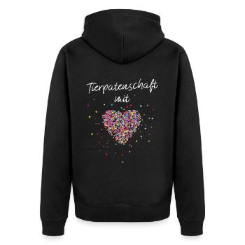 Tierpatenschaft mit Herz Pflegestelle Tierheim - Unisex Premium Bio Zip Hoodie - Schwarz - Hinten - Nico (187cm)