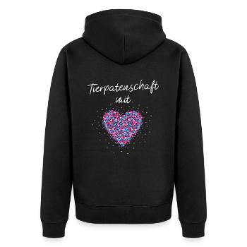 Tierpatenschaft mit Herz Pflegestelle Straßenhund - Unisex Premium Bio Zip Hoodie - Schwarz - Hinten - Nico (187cm)