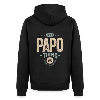 Mens It's a Papo Thing Funny Dad Grandpa - Unisex Premium Organic Zip Hoodie - black - Back - Nico (187cm)