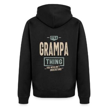 Mens It's a Grampa Thing Funny Dad Grandpa - Unisex Premium Organic Zip Hoodie - black - Back - Nico (187cm)