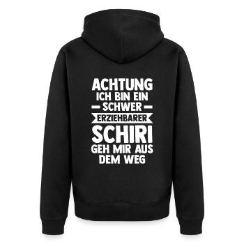 Schiri Unparteiischer Fußball Schiedsrichter - Unisex Premium Bio Zip Hoodie - Schwarz - Hinten - Nico (187cm)