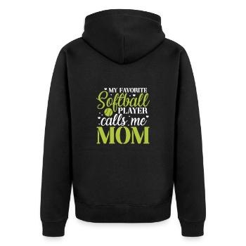 Softball Mother Baseball Daughter Son Gift - Unisex Premium Organic Zip Hoodie - black - Back - Nico (187cm)