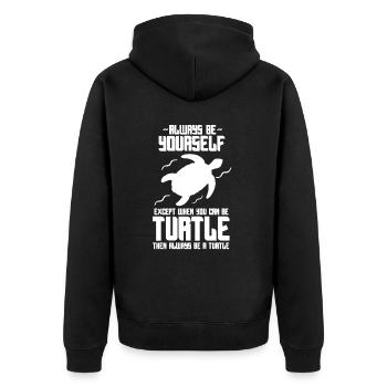 Schildkröte Turtle Meer Meeresbewohner Geschenk - Unisex Premium Bio Zip Hoodie - Schwarz - Hinten - Nico (187cm)