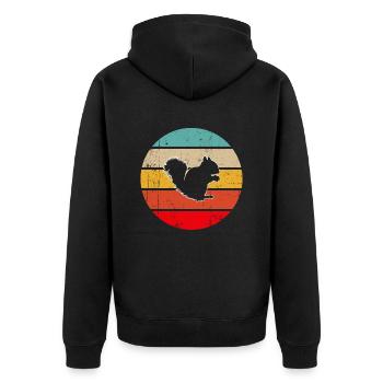 Squirrel Retro - Unisex Premium Organic Zip Hoodie - black - Back - Nico (187cm)