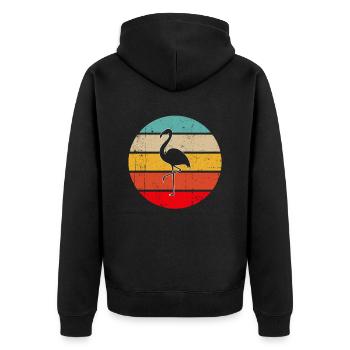 Flamant rose Rétro - Veste à capuche bio Premium Unisexe - noir - Dos - Nico (187cm)