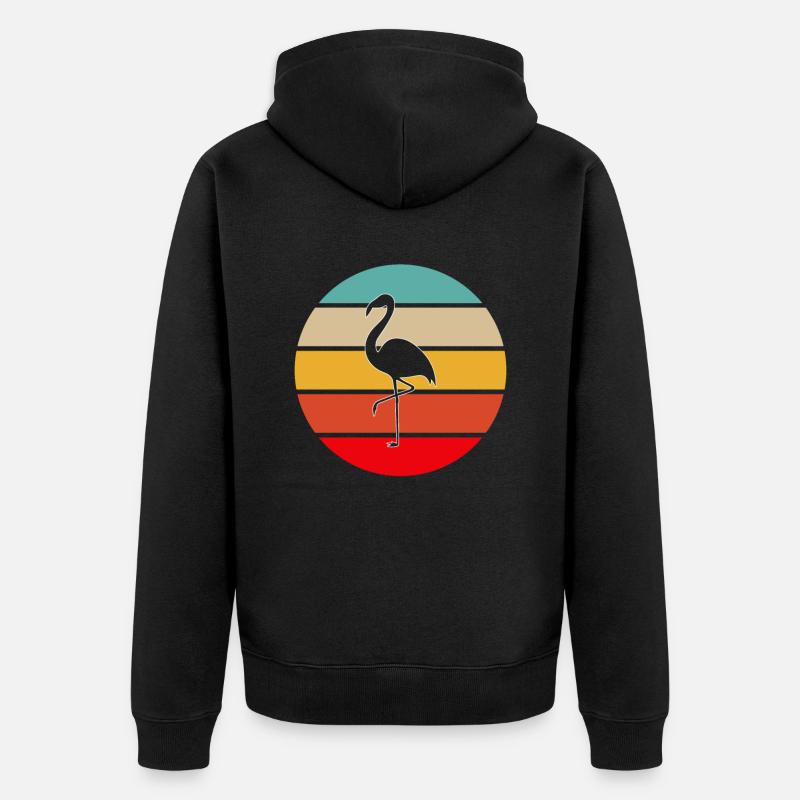 Flamingo Retro - Unisex Premium Bio Zip Hoodie - Schwarz