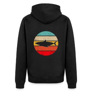 Hai Retro - Unisex Premium Bio Zip Hoodie - Schwarz - Hinten - Nico (187cm)