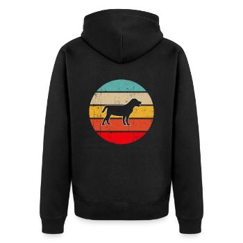 Hund Retro - Unisex Premium Bio Zip Hoodie - Schwarz - Hinten - Nico (187cm)