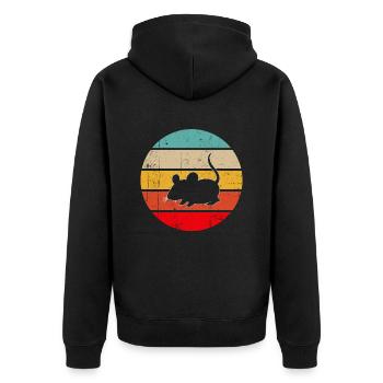 Mouse Retro - Unisex Premium Organic Zip Hoodie - black - Back - Nico (187cm)