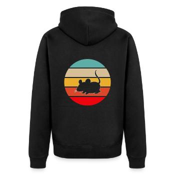 Mouse Retro - Unisex Premium Organic Zip Hoodie - black - Back - Nico (187cm)