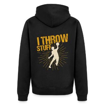 Dodgeball Spieler Geschenk Ballspiele Dodgeball - Unisex Premium Bio Zip Hoodie - Schwarz - Hinten - Nico (187cm)