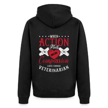 Veterinary When Action Meets Vet Tech Veterinarian - Unisex Premium Organic Zip Hoodie - black - Back - Nico (187cm)