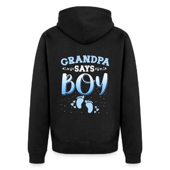 Opa sagt, dass das Geschlecht des Mädchens das neugeborene Mädchen Baby enthüllt - Unisex Premium Bio Zip Hoodie - Schwarz - Hinten - Nico (187cm)