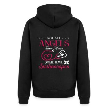 Veterinary Not All Angels Have Pets Veterinarian - Unisex Premium Organic Zip Hoodie - black - Back - Nico (187cm)