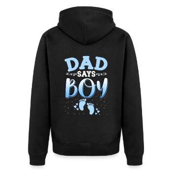 Papa sagt, dass das Geschlecht des Mädchens das neugeborene Mädchen Baby enthüllt - Unisex Premium Bio Zip Hoodie - Schwarz - Hinten - Nico (187cm)