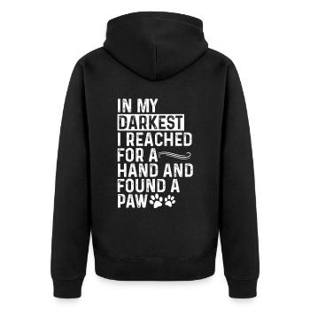 In meiner dunkelsten Stunde fand ich einen Pfotenwelpen Haustier süß - Unisex Premium Bio Zip Hoodie - Schwarz - Hinten - Nico (187cm)