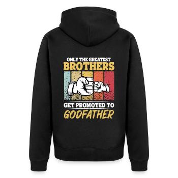 Only the Greatest Brothers Get Promoted to - Unisex Premium Organic Zip Hoodie - black - Back - Nico (187cm)