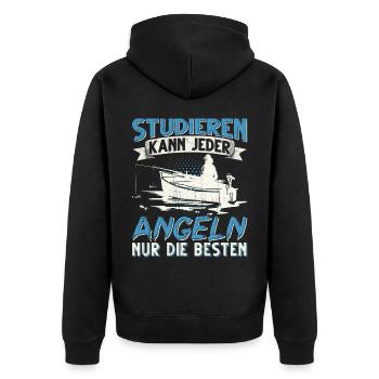 Studieren Kann Jeder Angeln nur die Besten - Unisex Premium Bio Zip Hoodie - Schwarz - Hinten - Nico (187cm)