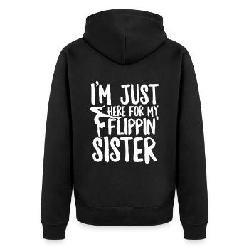 Funny Gymnastics Cheer Brother Gymnast Flipping - Unisex Premium Organic Zip Hoodie - black - Back - Nico (187cm)