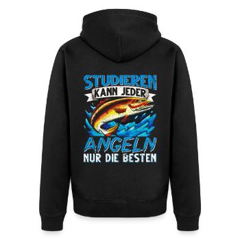 Studieren Kann Jeder Angeln nur die Besten - Unisex Premium Bio Zip Hoodie - Schwarz - Hinten - Nico (187cm)