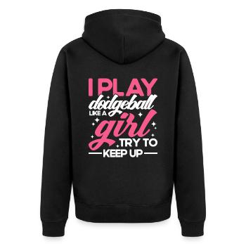 Dodgeball Spieler Geschenk Ballspiele Dodgeball - Unisex Premium Bio Zip Hoodie - Schwarz - Hinten - Nico (187cm)