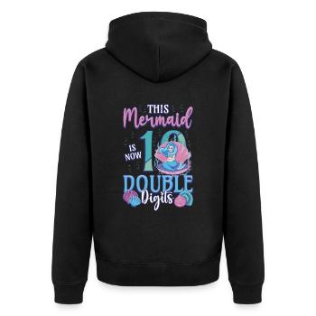 This mermaid is now 10, double digits - Unisex Premium Organic Zip Hoodie - black - Back - Nico (187cm)