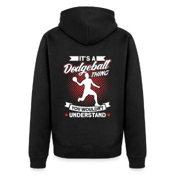 Dodgeball Spieler Geschenk Ballspiele Dodgeball - Unisex Premium Bio Zip Hoodie - Schwarz - Hinten - Nico (187cm)