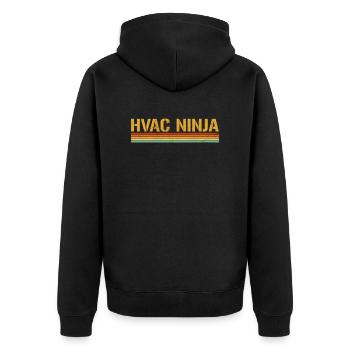 HVAC Ninja, Technician - Unisex Premium Bio Zip Hoodie - Schwarz - Hinten - Nico (187cm)