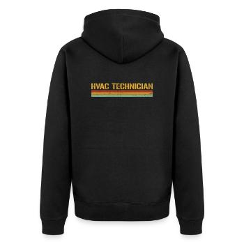 Vintage HVAC Technician - Unisex Premium Bio Zip Hoodie - Schwarz - Hinten - Nico (187cm)