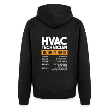 HVAC Technician Hourly Rate - Unisex Premium Bio Zip Hoodie - Schwarz - Hinten - Nico (187cm)
