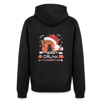 Rhodesian Ridgeback Weihnachtsmarkt - Unisex Premium Bio Zip Hoodie - Schwarz - Hinten - Nico (187cm)