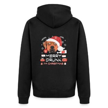 Rhodesian Ridgeback Weihnachtsmarkt - Unisex Premium Bio Zip Hoodie - Schwarz - Hinten - Nico (187cm)