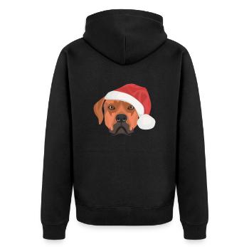 Rhodesian Ridgeback Frohe Weihnachten - Unisex Premium Bio Zip Hoodie - Schwarz - Hinten - Nico (187cm)