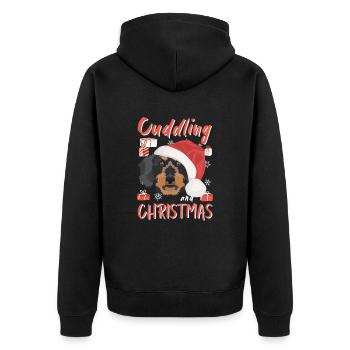 Teckel à poil dur Joyeux Noël - Veste à capuche bio Premium Unisexe - noir - Dos - Nico (187cm)